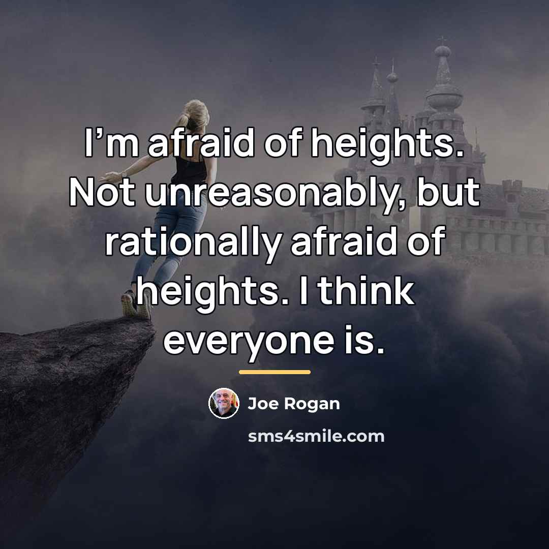 “I'm afraid of heights. Not unreasonably, but rationally afraid of…” quote by Joe Rogan