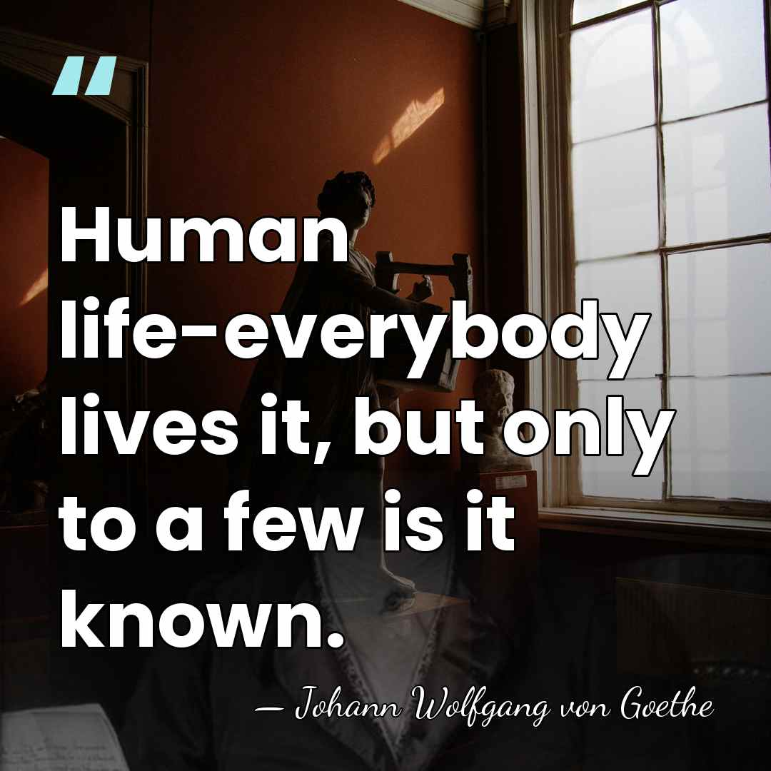 Human life-everybody lives it, but only to a few is it known. - Johann Wolfgang von Goethe