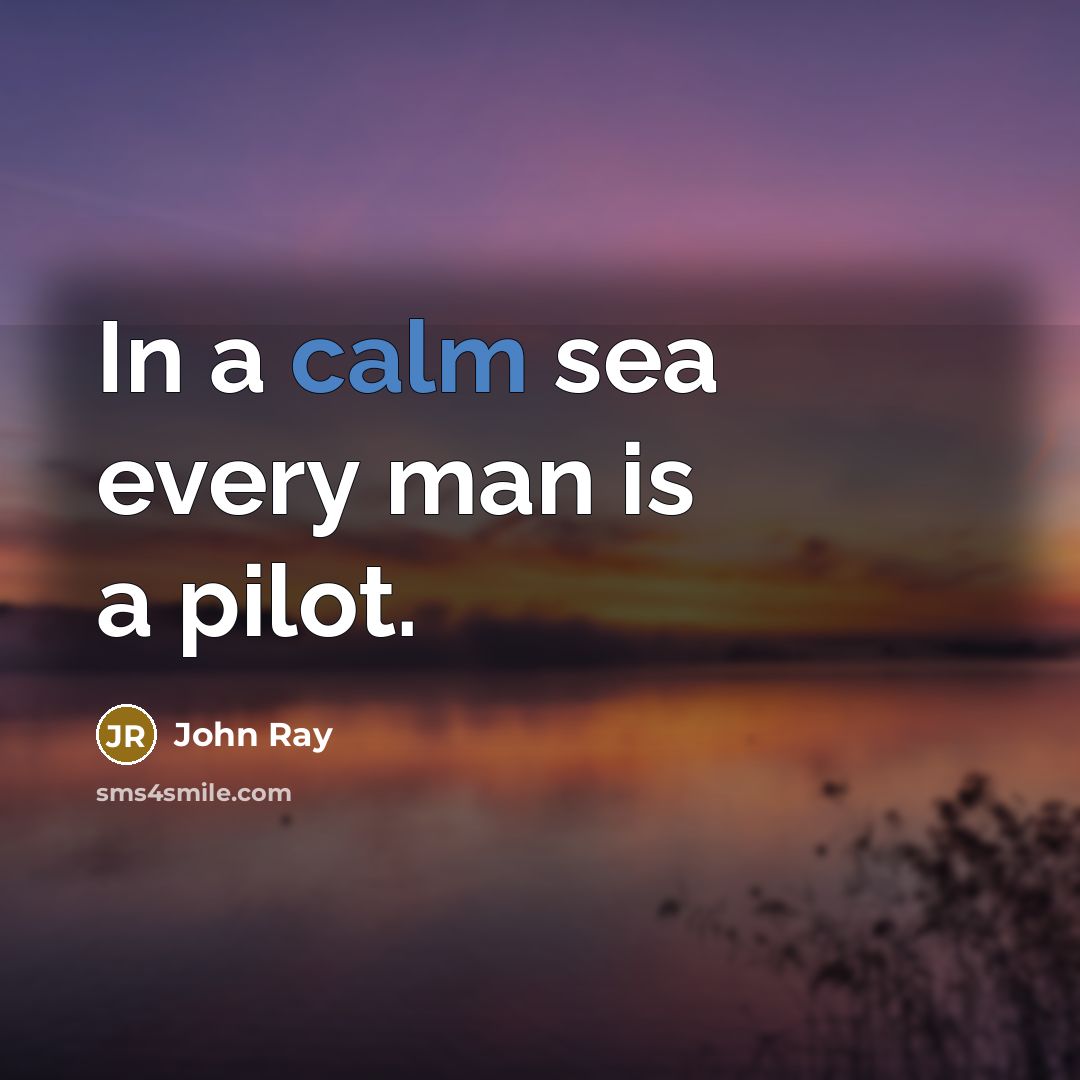 “In a calm sea every man is a pilot.…” quote by John Ray