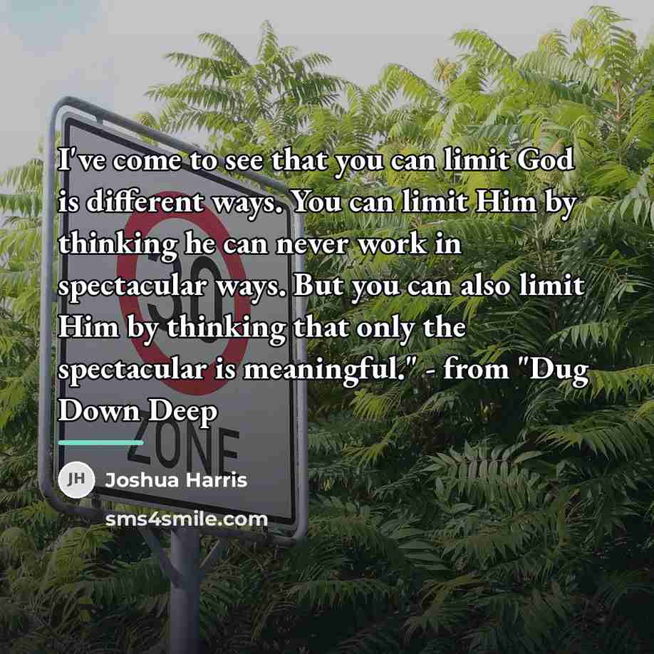 “I've come to see that you can limit God is…” quote by Joshua Harris