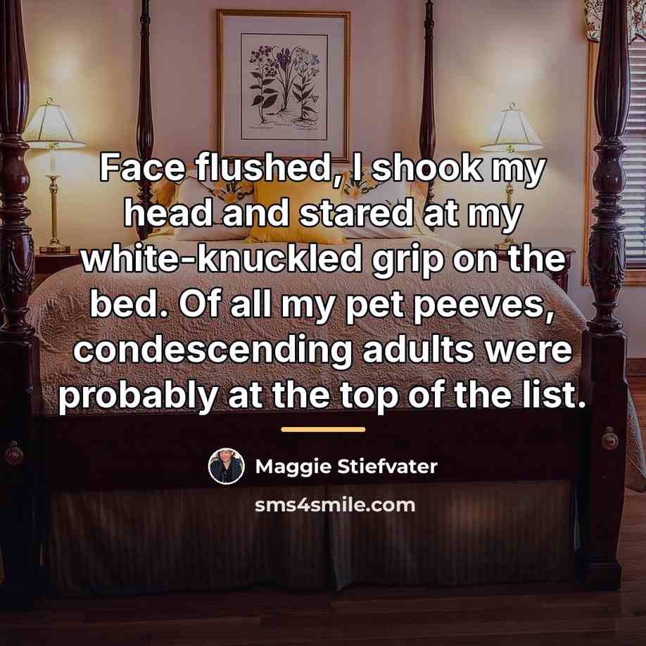 “Face flushed, I shook my head and stared at my…” quote by Maggie Stiefvater