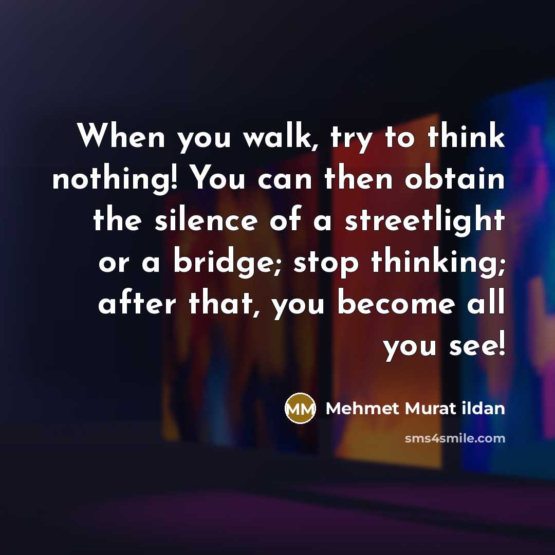 “When you walk, try to think nothing! You can then…” quote by Mehmet Murat Ildan