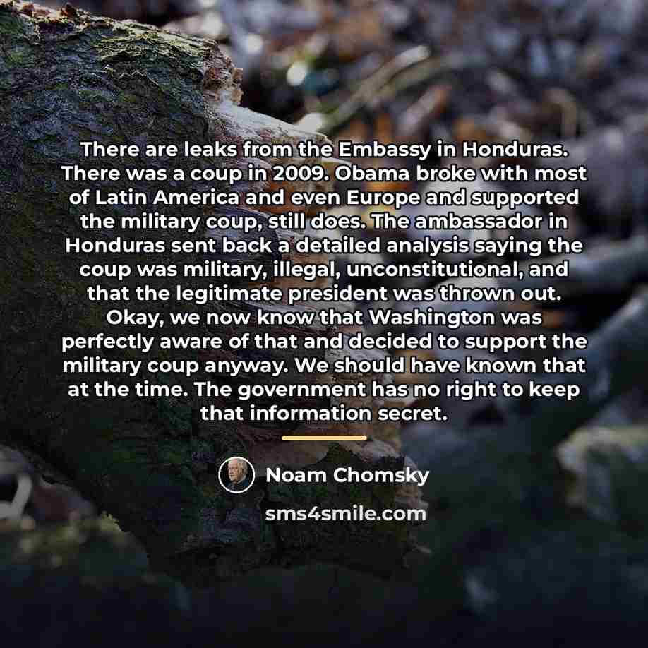 “There are leaks from the Embassy in Honduras. There was…” quote by Noam Chomsky