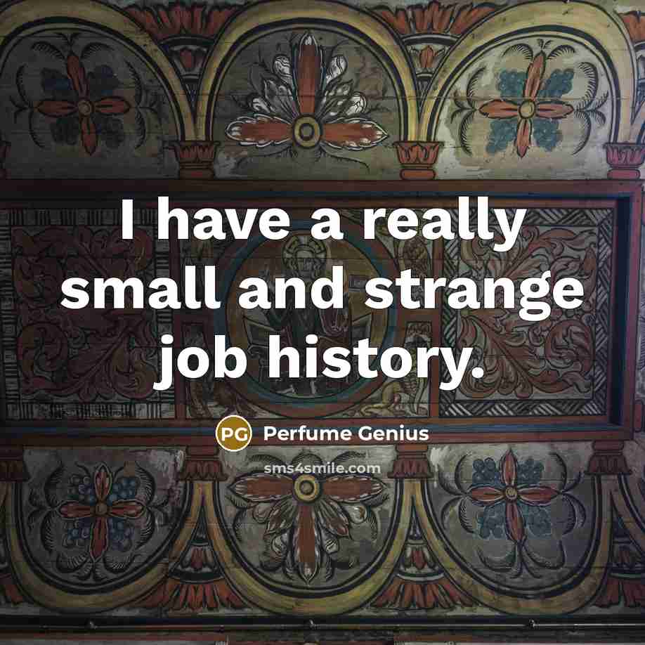 “I have a really small and strange job history.…” quote by Perfume Genius