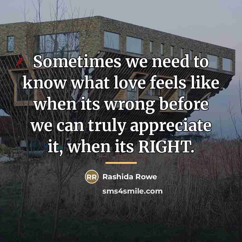 “Sometimes we need to know what love feels like when…” quote by Rashida Rowe