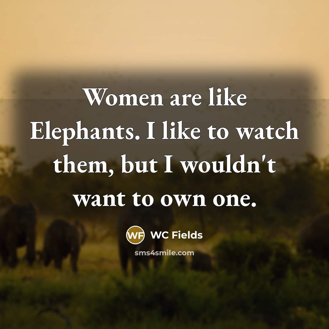 “Women are like Elephants. I like to watch them, but…” quote by WC Fields