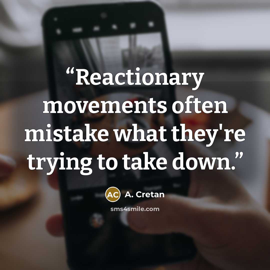 “Reactionary movements often mistake what they're trying to take down.” quote by A. Cretan