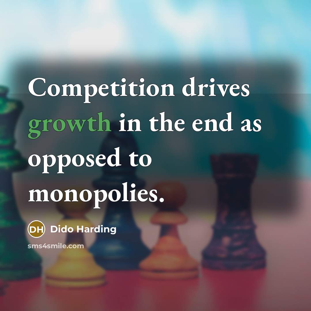 “Competition drives growth in the end as opposed to monopolies.…” quote by Dido Harding