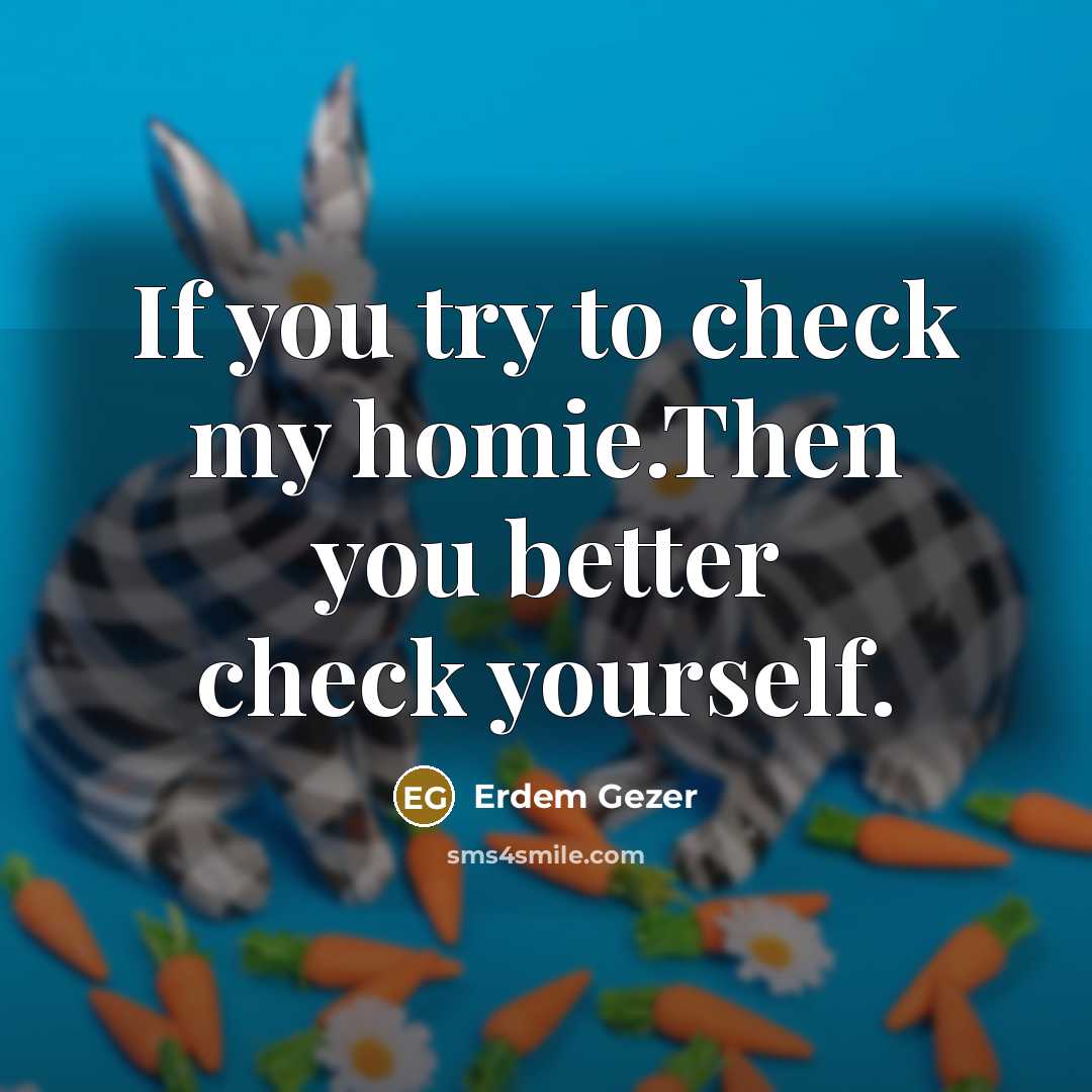 “If you try to check my homie.Then you better check…” quote by Erdem Gezer