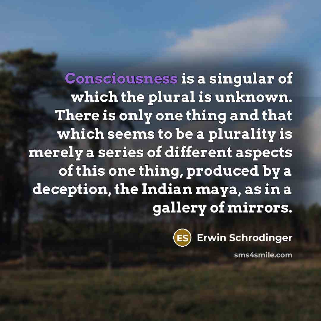 “Consciousness is a singular of which the plural is unknown.…” quote by Erwin Schrodinger
