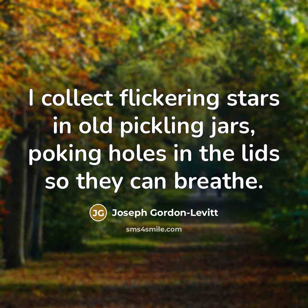 “I collect flickering stars in old pickling jars, poking holes…” quote by Joseph Gordon-Levitt