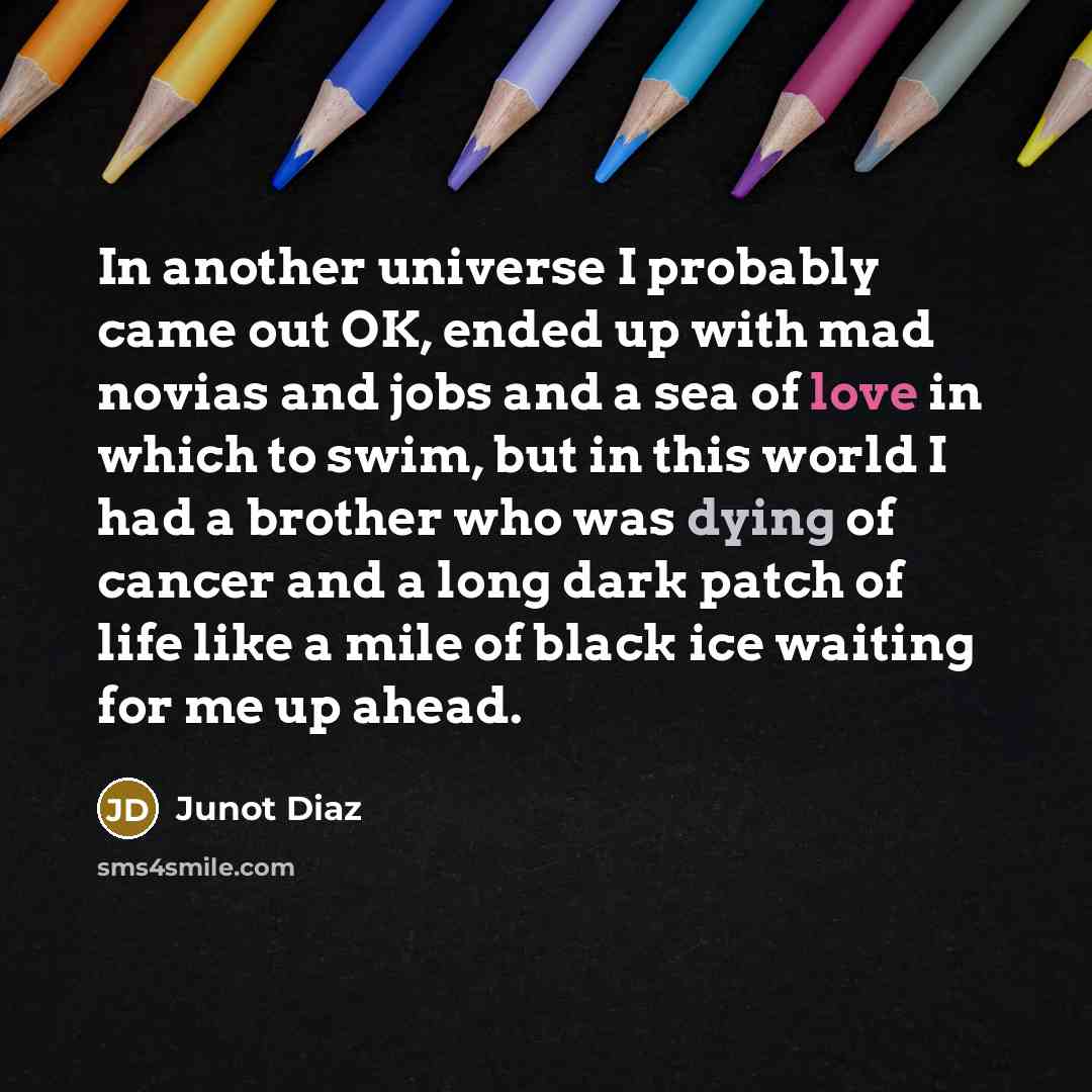 “In another universe I probably came out OK, ended up…” quote by Junot Diaz