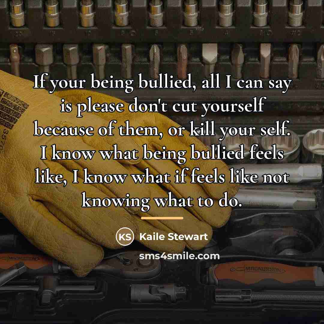 “If your being bullied, all I can say is please…” quote by Kaile Stewart