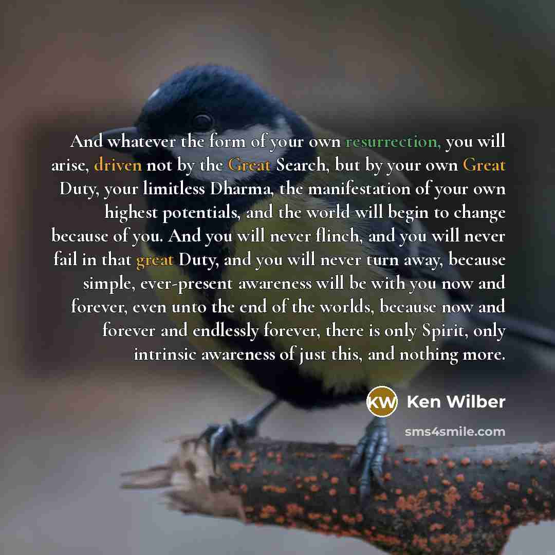 “And whatever the form of your own resurrection, you will…” quote by Ken Wilber