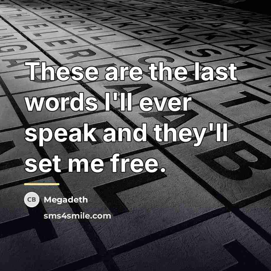 “These are the last words I'll ever speak and they'll…” quote by Megadeth