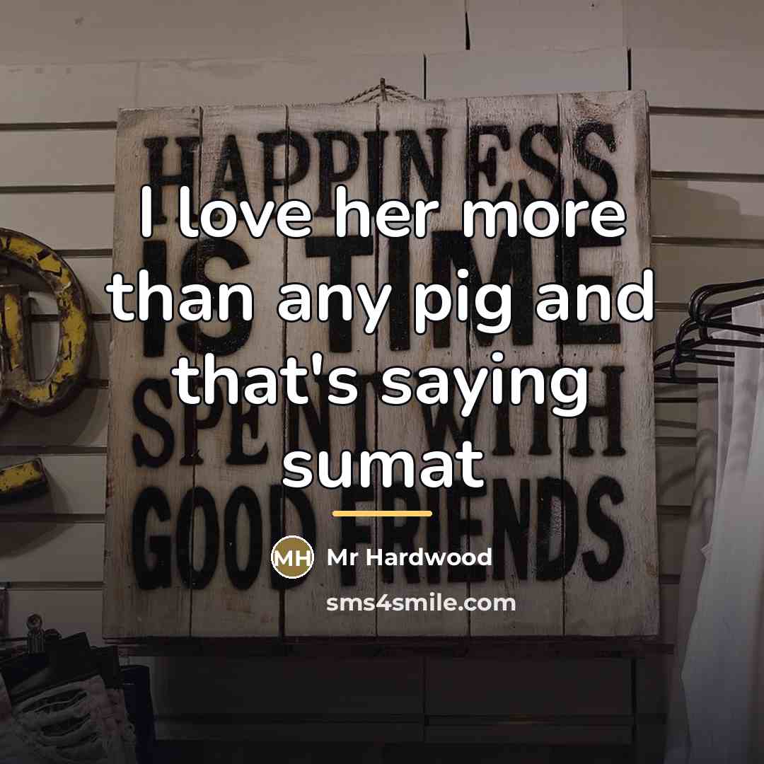“I love her more than any pig and that's saying…” quote by Mr Hardwood