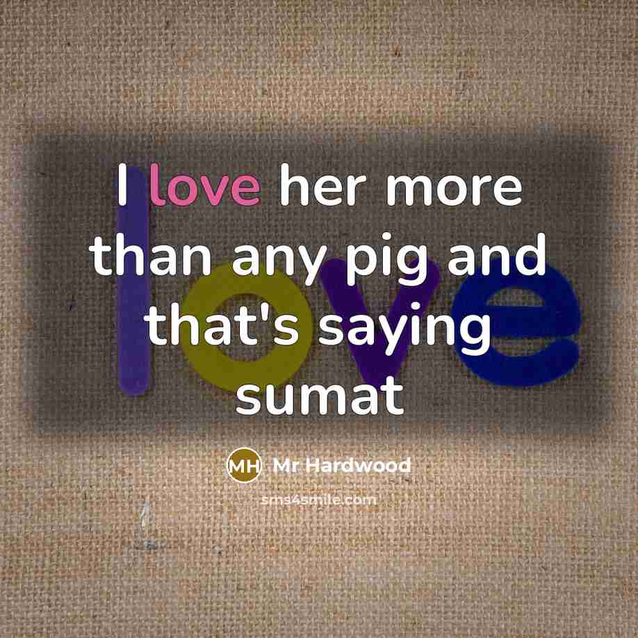 “I love her more than any pig and that's saying sumat” quote by Mr Hardwood