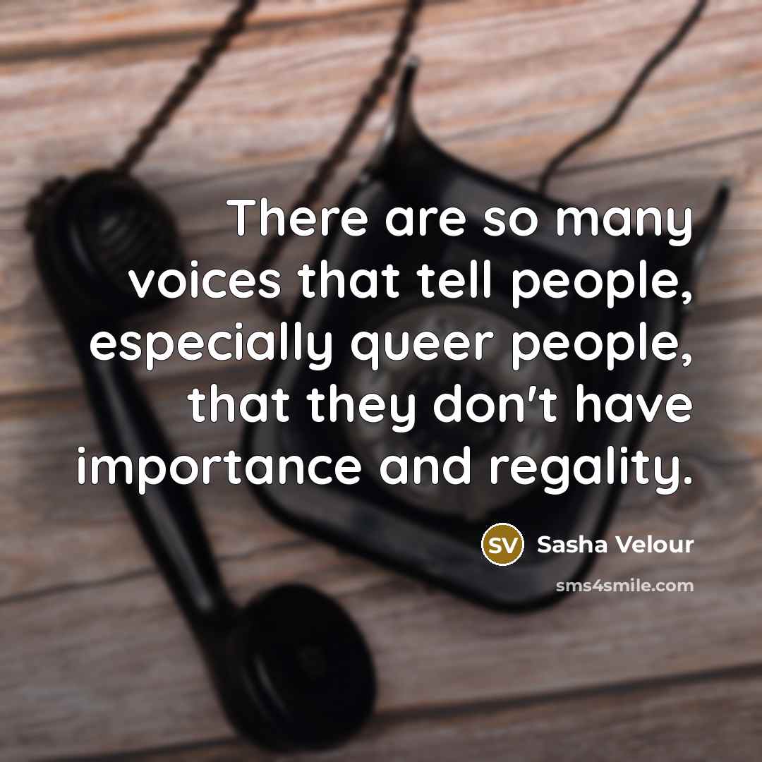 “There are so many voices that tell people, especially queer…” quote by Sasha Velour