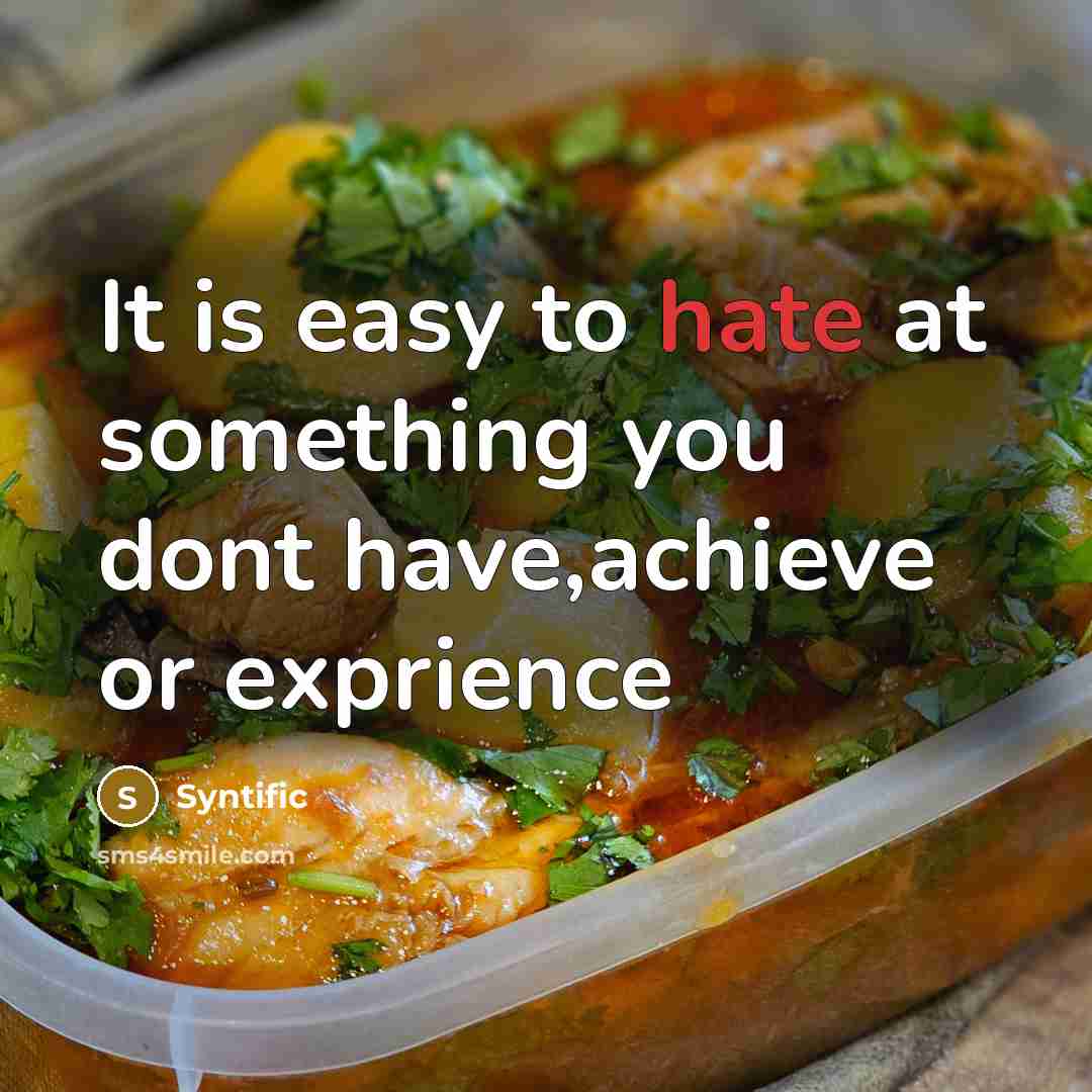 “It is easy to hate at something you dont have,achieve…” quote by Syntific