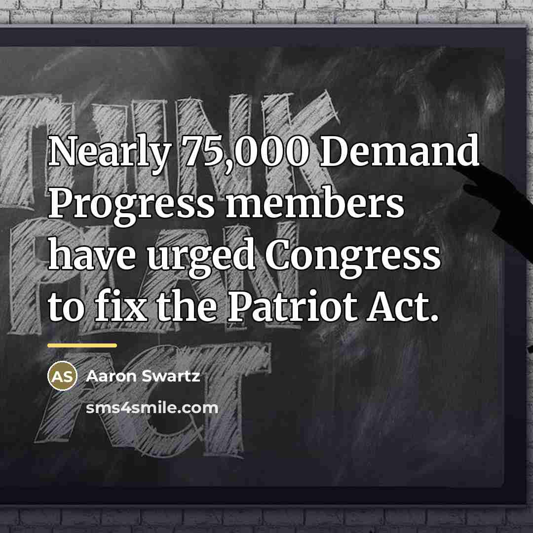 “Nearly 75,000 Demand Progress members have urged Congress to fix…” quote by Aaron Swartz