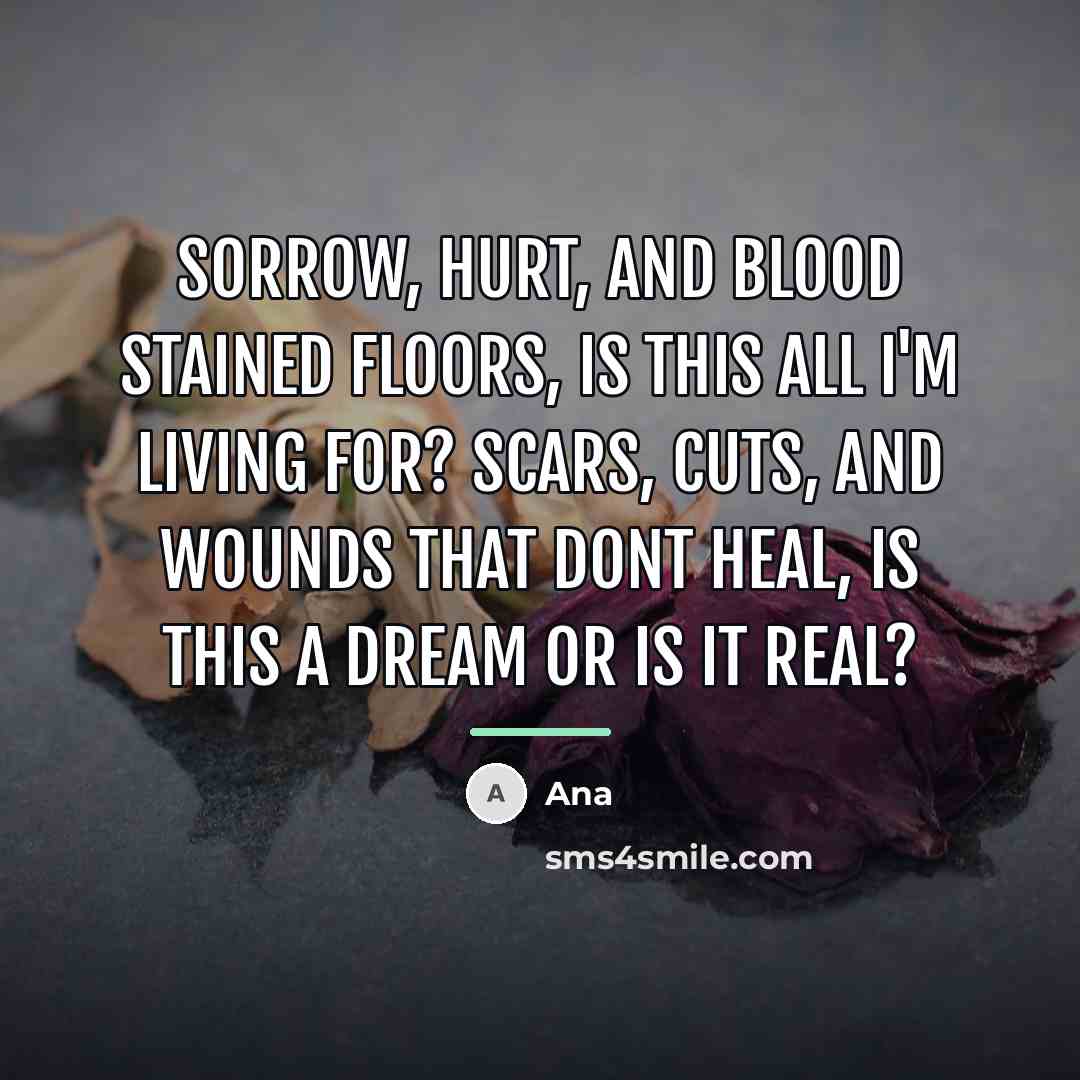 “Sorrow, hurt, and blood stained floors, is this all I'm…” quote by Ana
