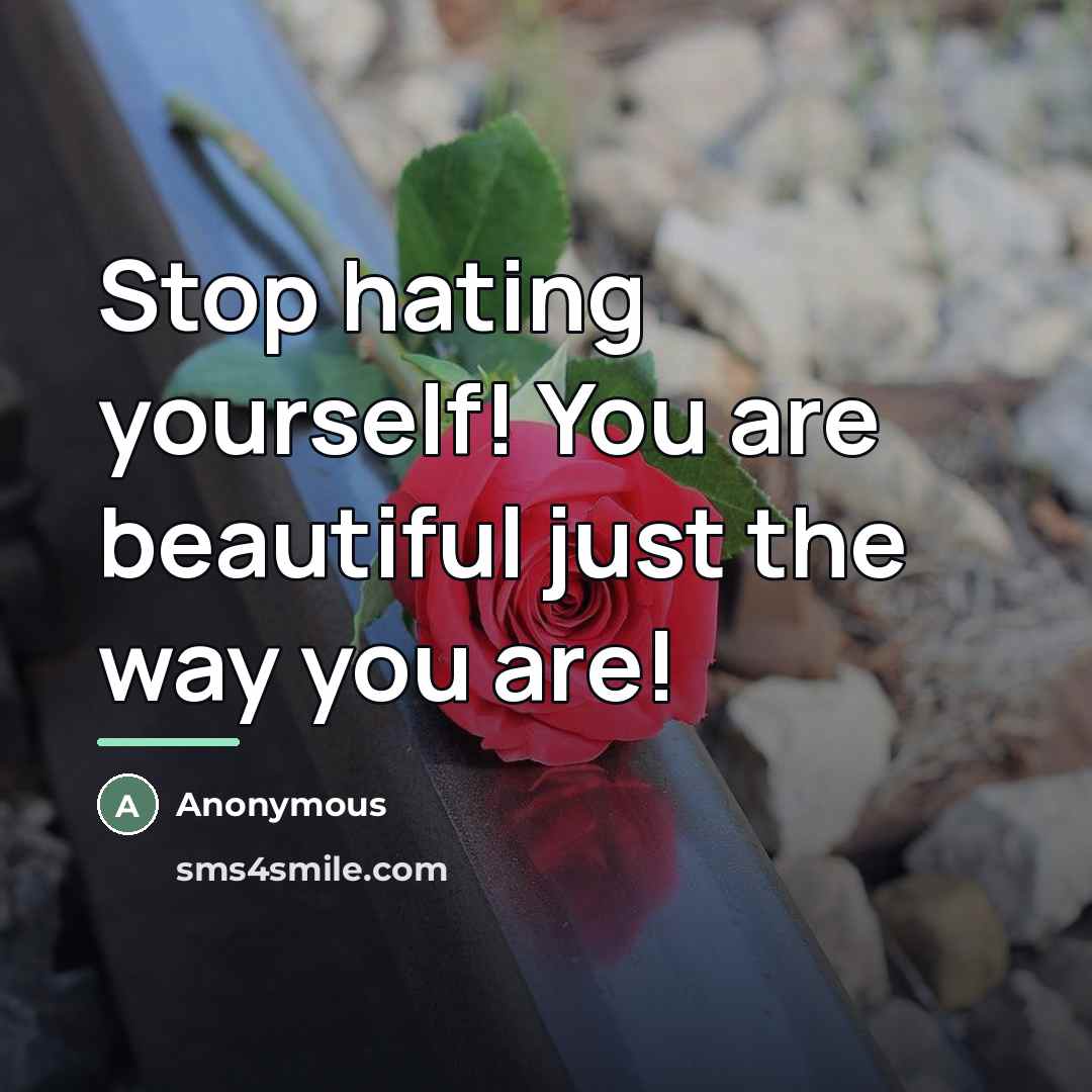 “Stop hating yourself! You are beautiful just the way you…” quote by Anonymous