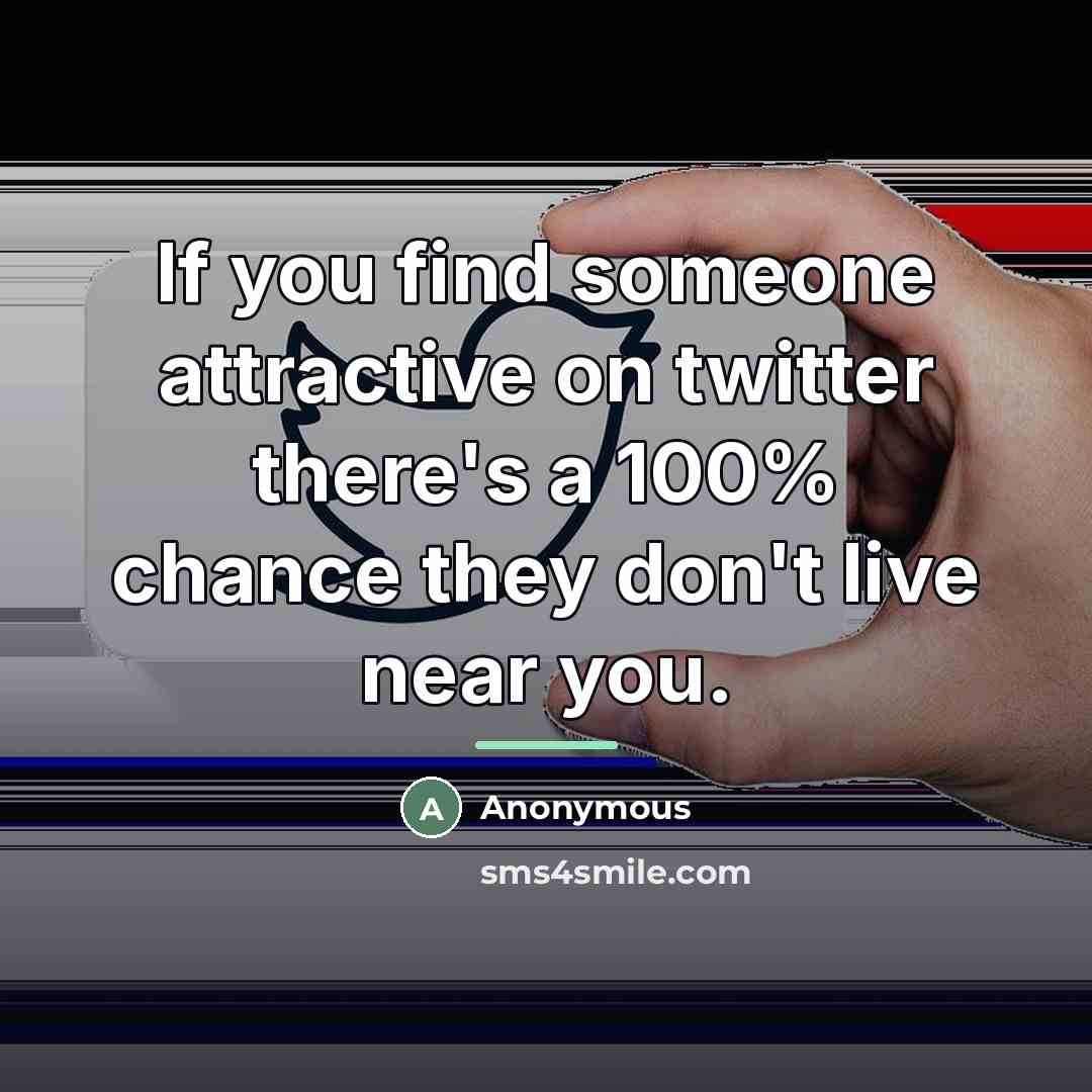 “If you find someone attractive on twitter there's a 100%…” quote by Anonymous
