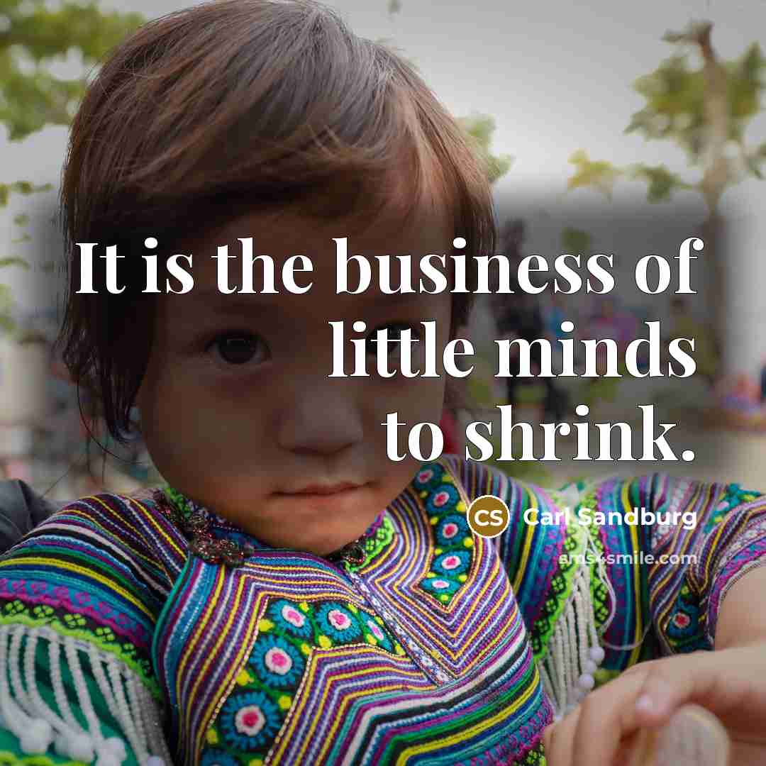 “It is the business of little minds to shrink.…” quote by Carl Sandburg