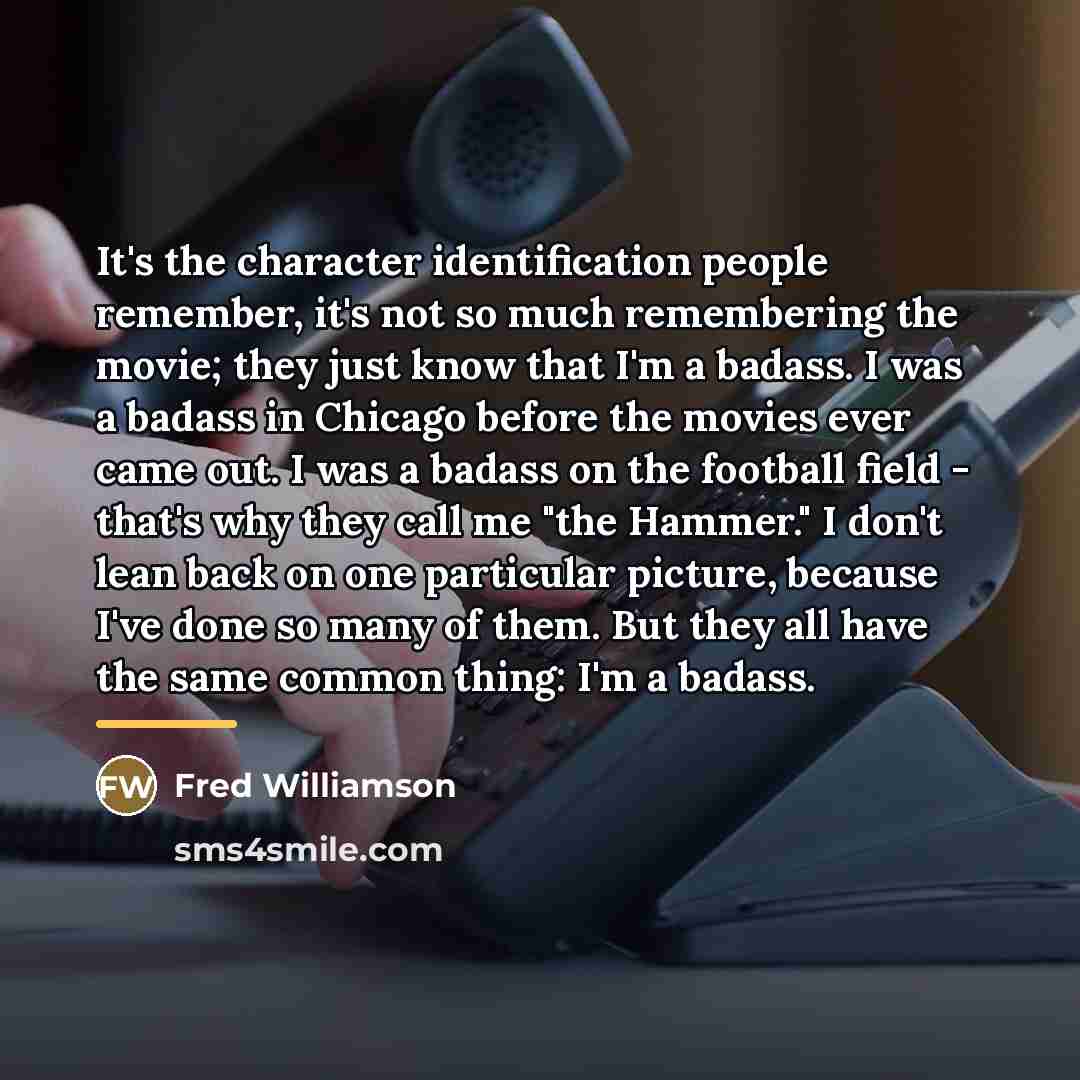 “It's the character identification people remember, it's not so much…” quote by Fred Williamson