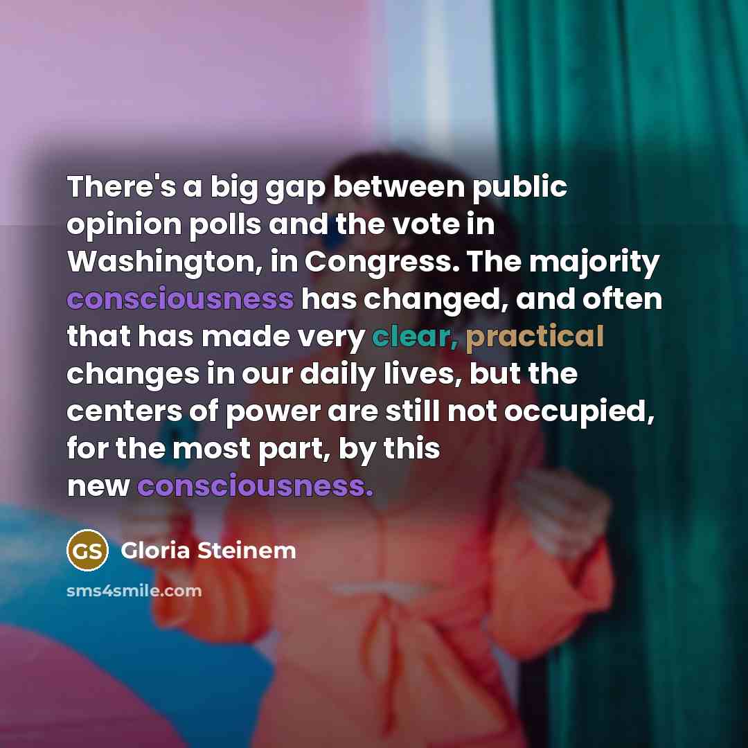 “There's a big gap between public opinion polls and the…” quote by Gloria Steinem