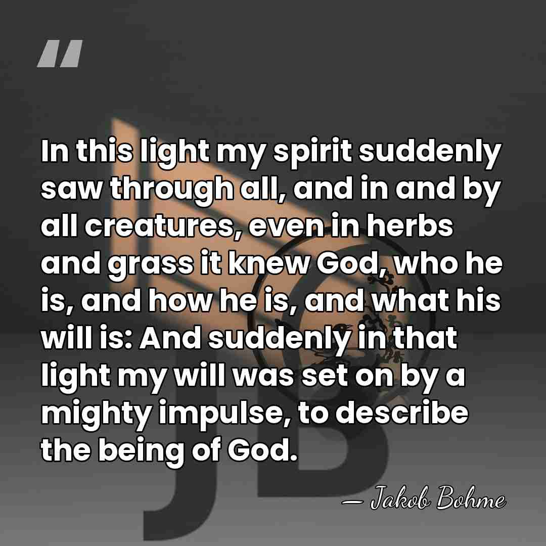 In this light my spirit suddenly saw through all, and in and&hellip; - Jakob Bohme