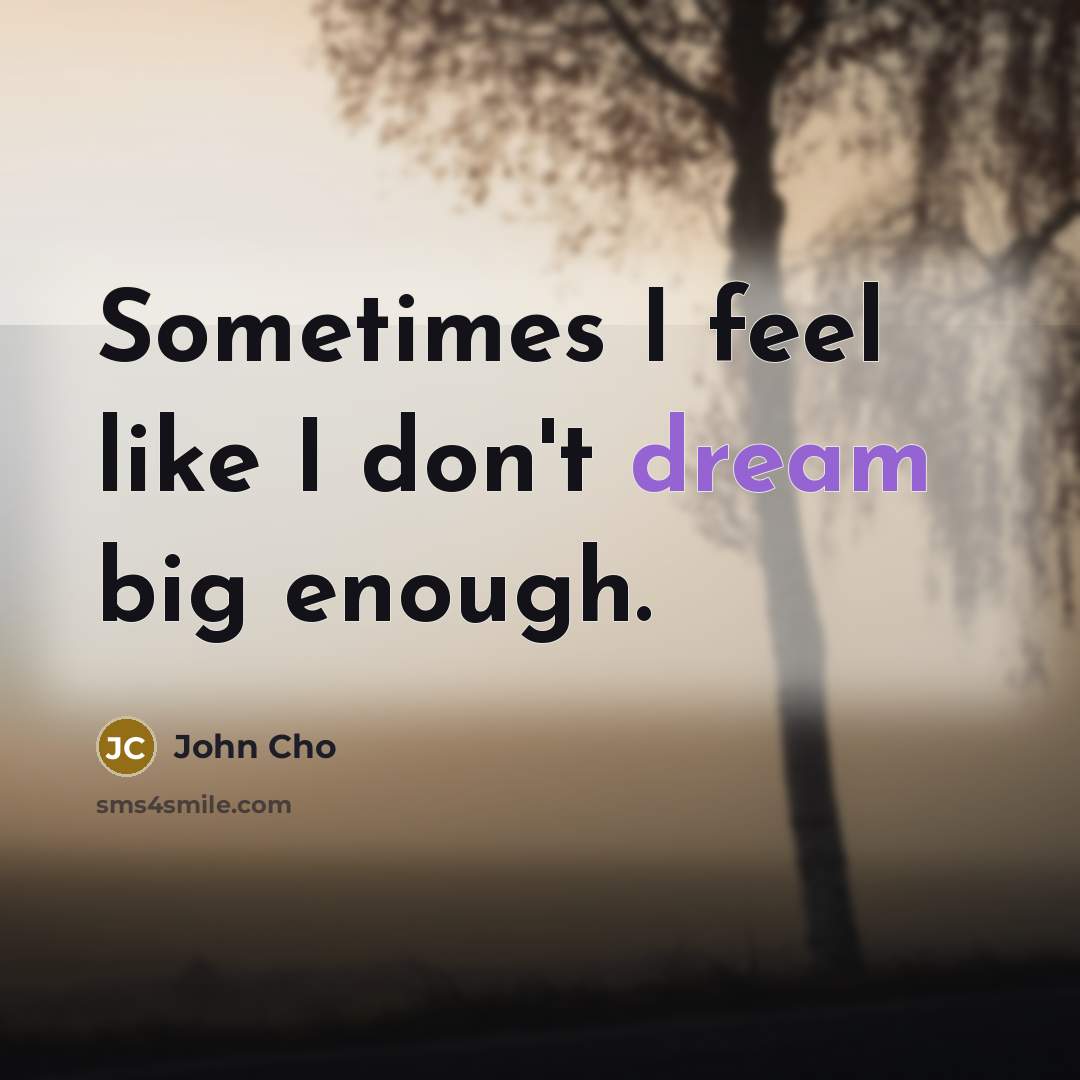 “Sometimes I feel like I don't dream big enough.…” quote by John Cho