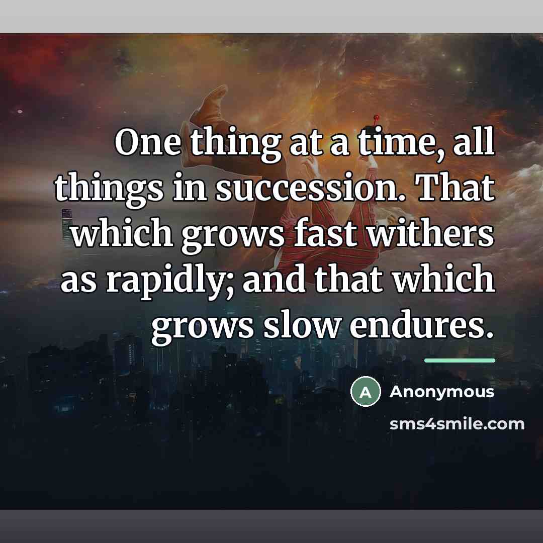 “One thing at a time, all things in succession. That…” quote by Anonymous