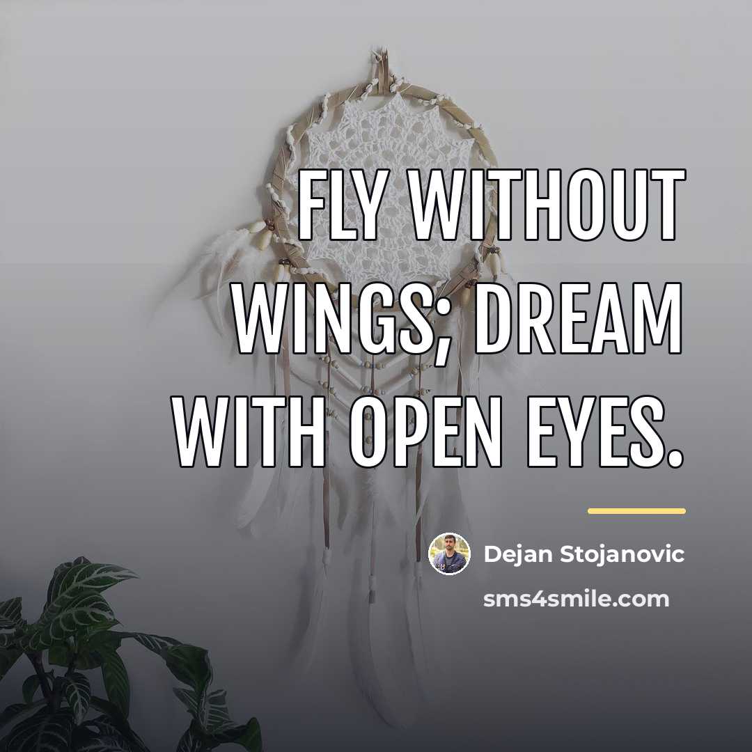 “Fly without wings; dream with open eyes.…” quote by Dejan Stojanovic