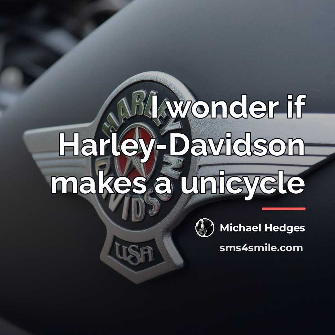 “I wonder if Harley-Davidson makes a unicycle…” quote by Michael Hedges