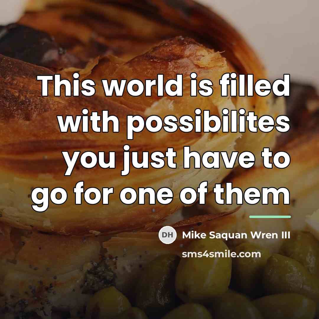 “This world is filled with possibilites you just have to…” quote by Mike Saquan Wren III