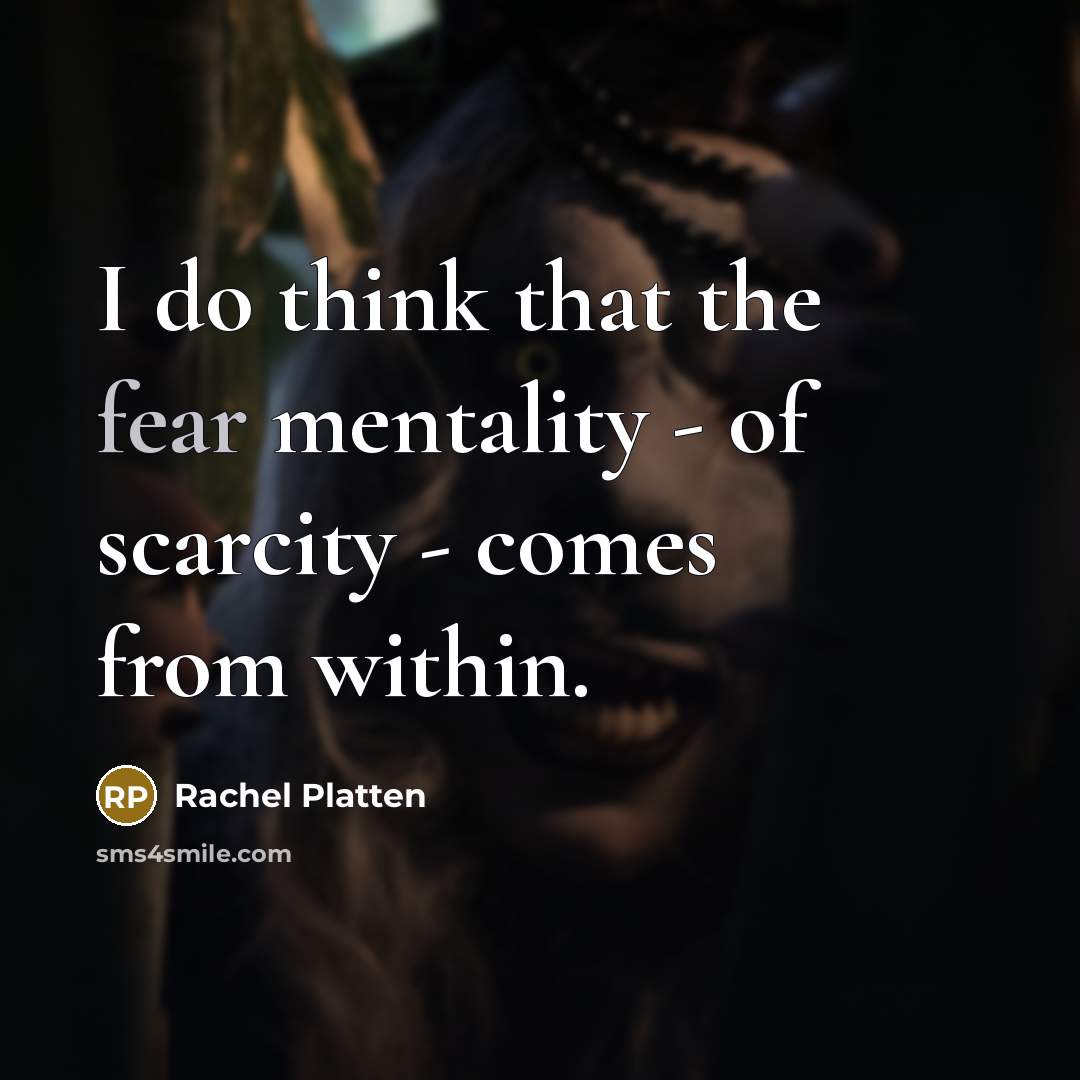 “I do think that the fear mentality - of scarcity…” quote by Rachel Platten
