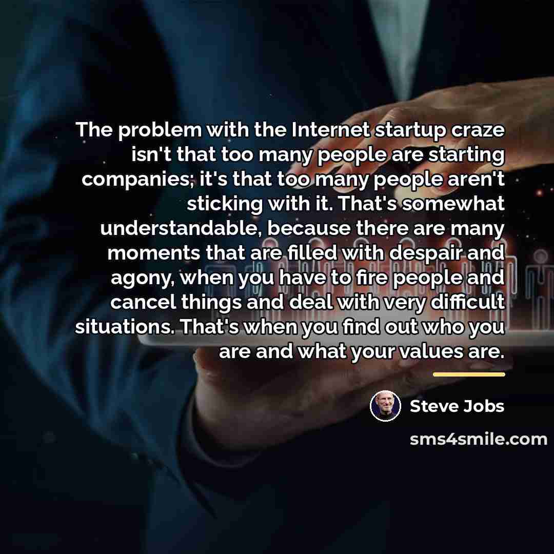 “The problem with the Internet startup craze isn't that too…” quote by Steve Jobs