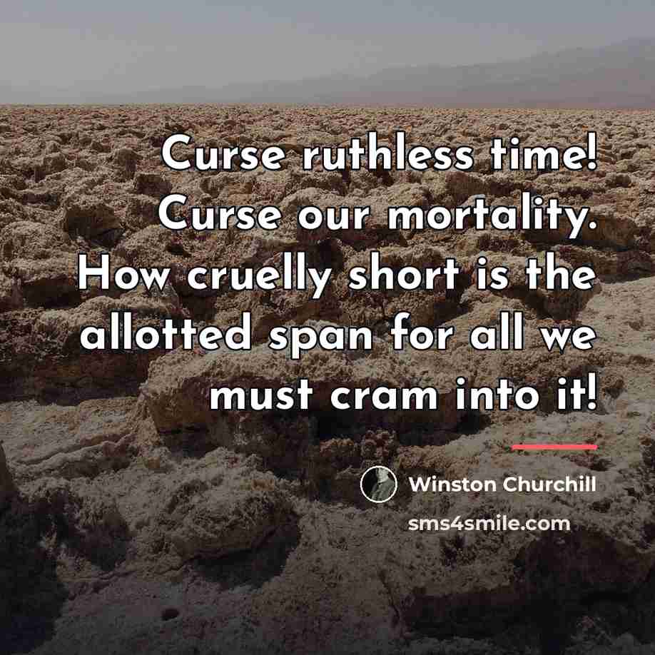 “Curse ruthless time! Curse our mortality. How cruelly short is…” quote by Winston Churchill