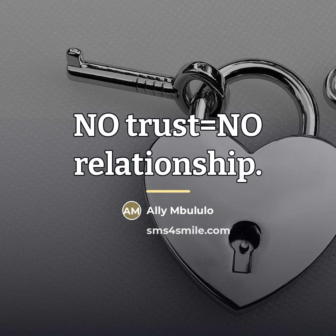“NO trust=NO relationship.…” quote by Ally Mbululo