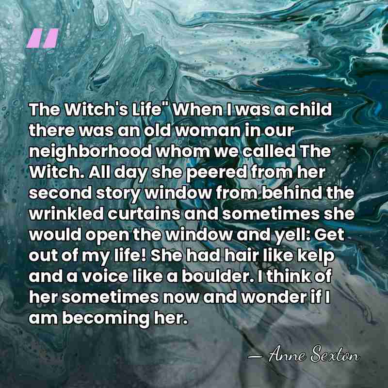 The Witch's Life" When I was a child there was an old&hellip; - Anne Sexton