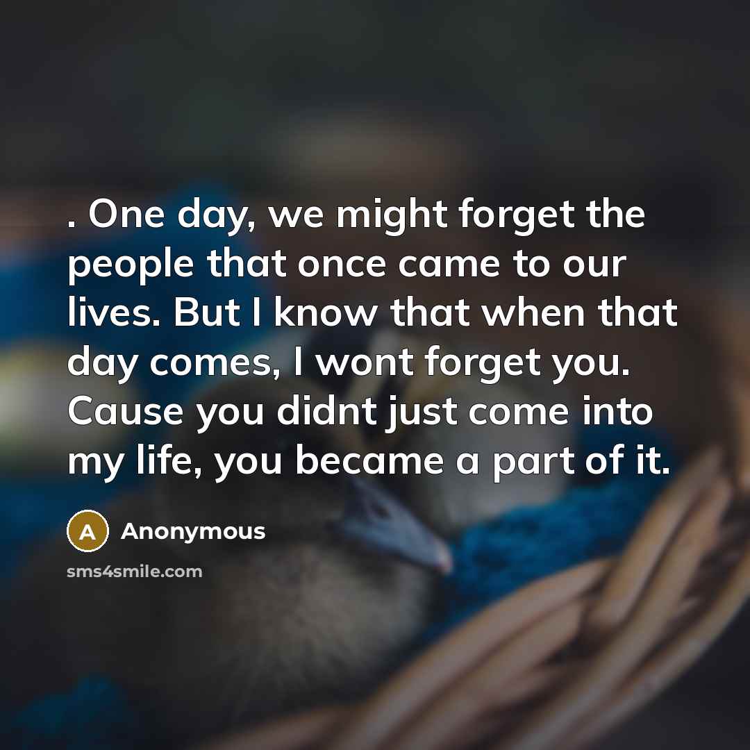“. One day, we might forget the people that once…” quote by Anonymous