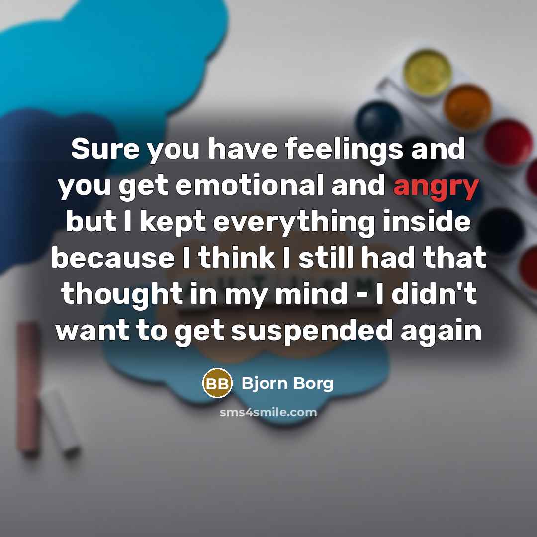 “Sure you have feelings and you get emotional and angry…” quote by Bjorn Borg