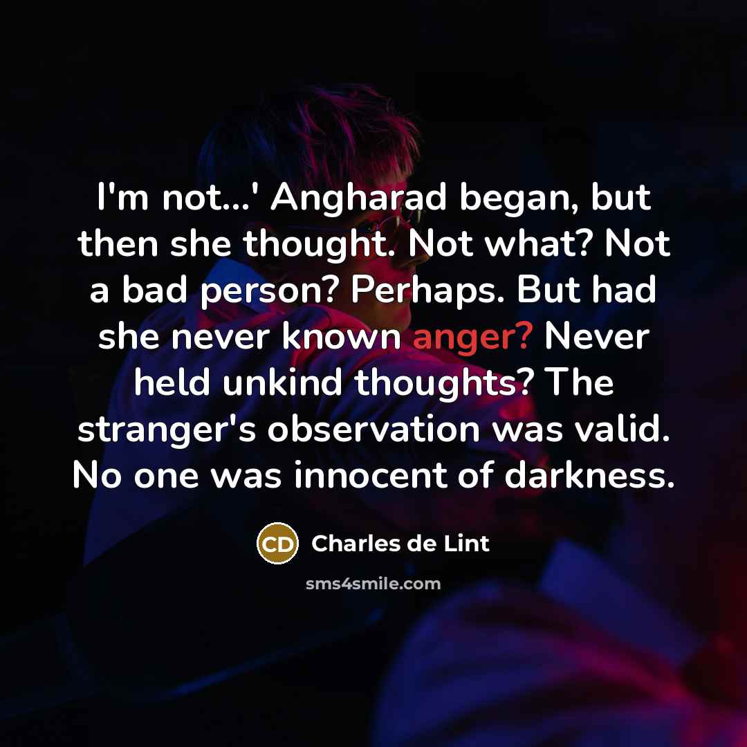 “I'm not...' Angharad began, but then she thought. Not what?…” quote by Charles de Lint