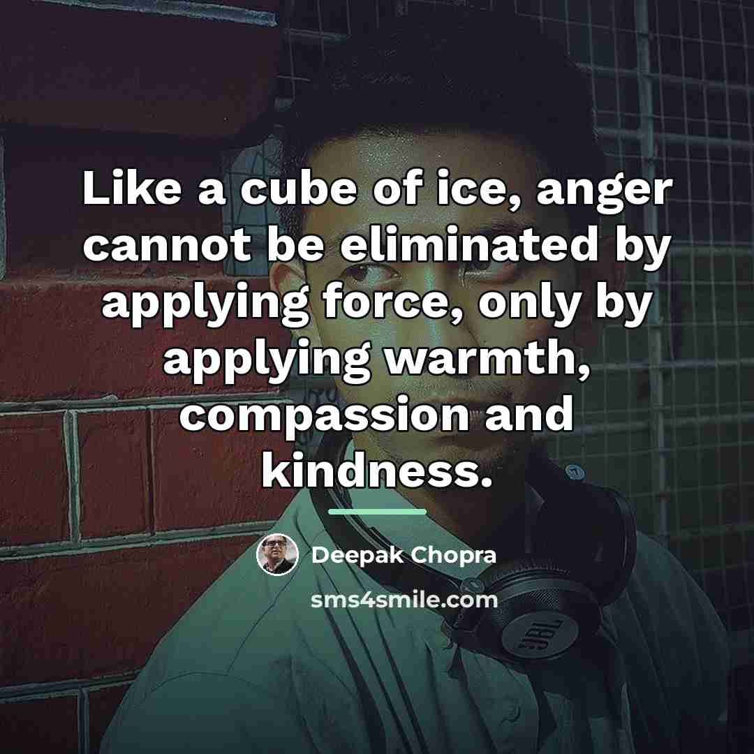 “Like a cube of ice, anger cannot be eliminated by…” quote by Deepak Chopra