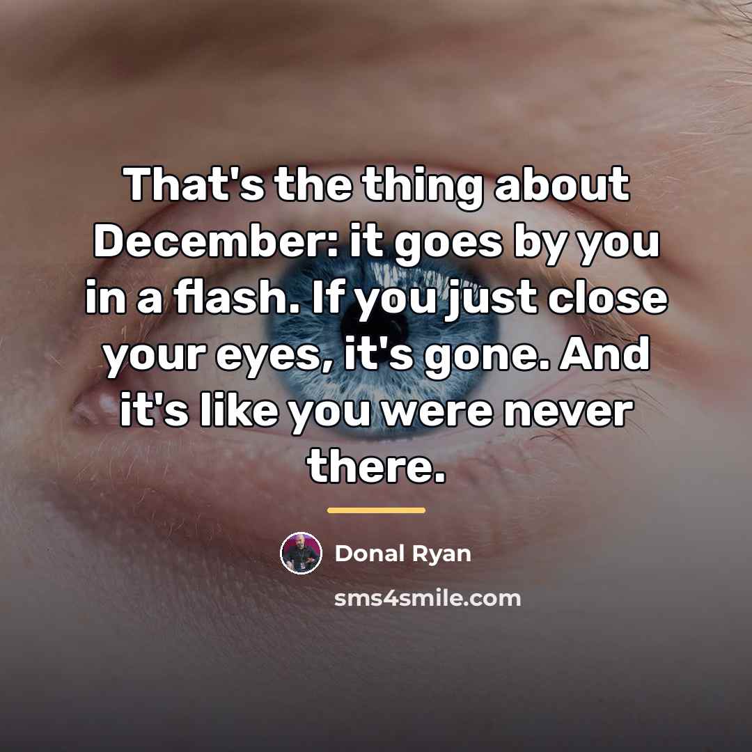 “That's the thing about December: it goes by you in…” quote by Donal Ryan