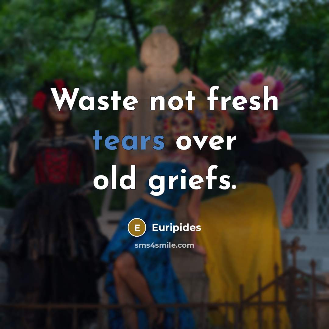“Waste not fresh tears over old griefs.…” quote by Euripides