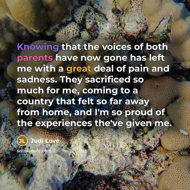 “Knowing that the voices of both parents have now gone…” quote by Judi Love