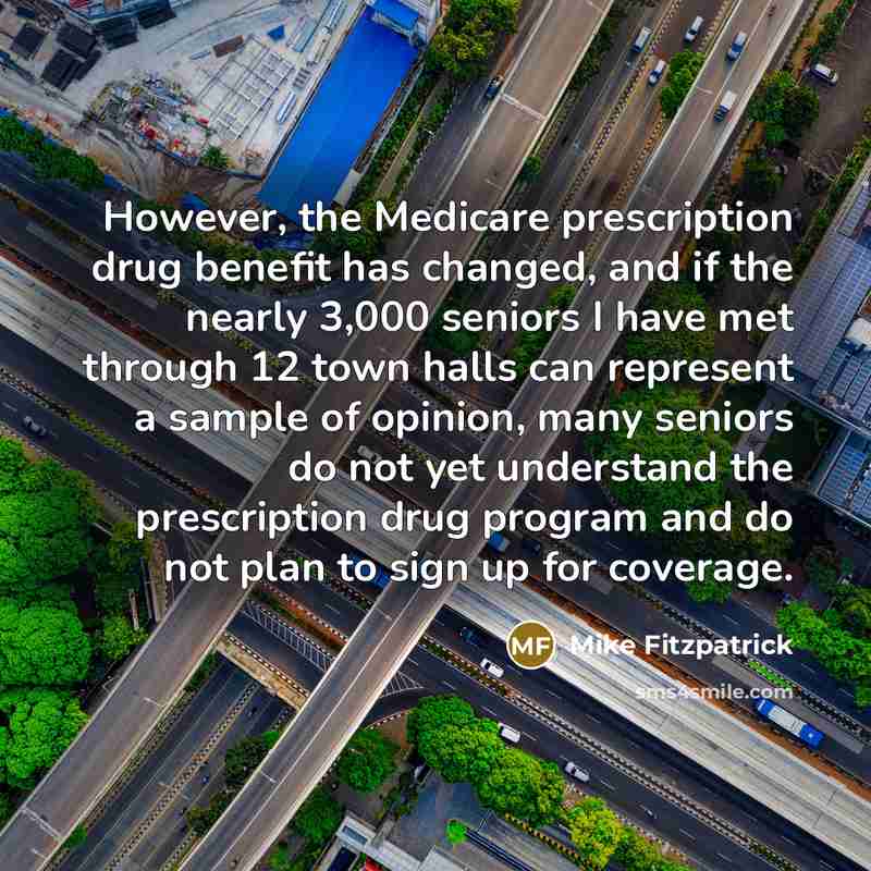 “However, the Medicare prescription drug benefit has changed, and if…” quote by Mike Fitzpatrick