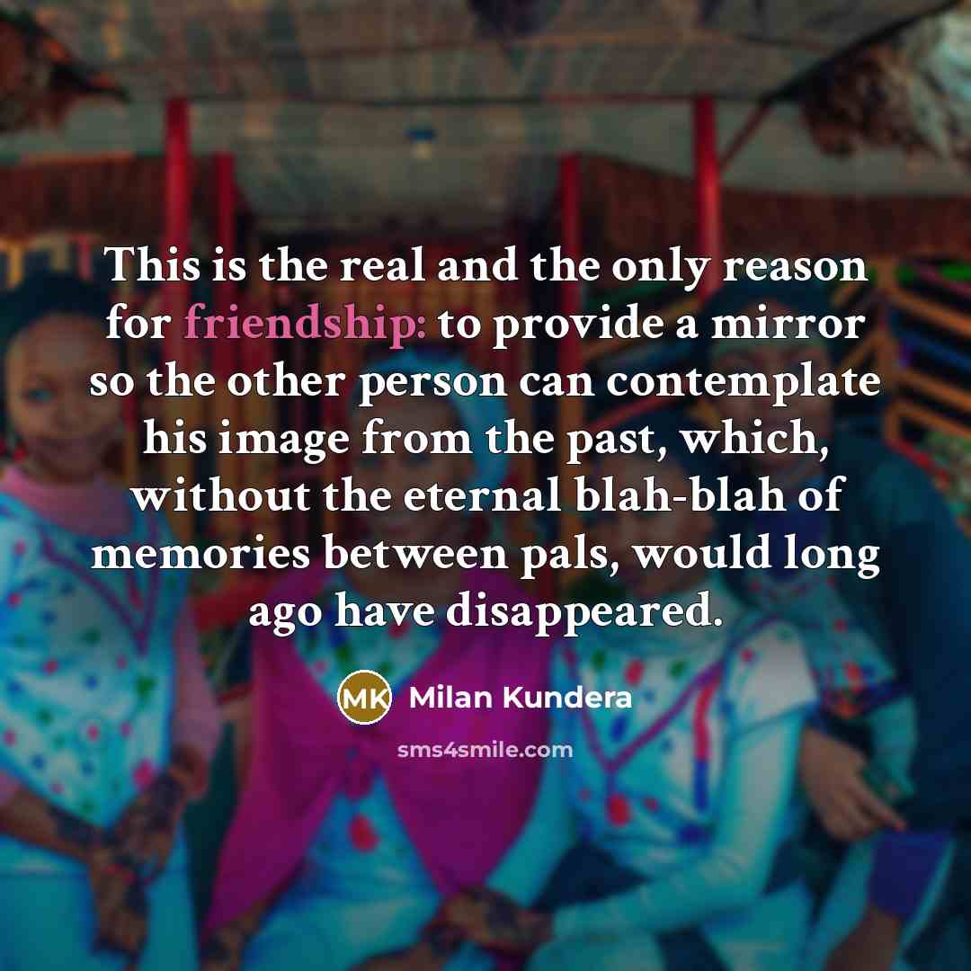 “This is the real and the only reason for friendship:…” quote by Milan Kundera